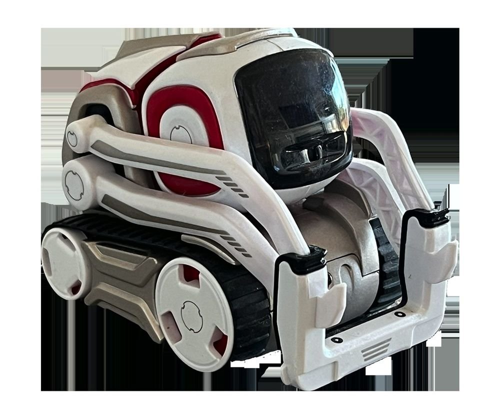 Petit robot éducatif Cozmo, joyeux et expressif.